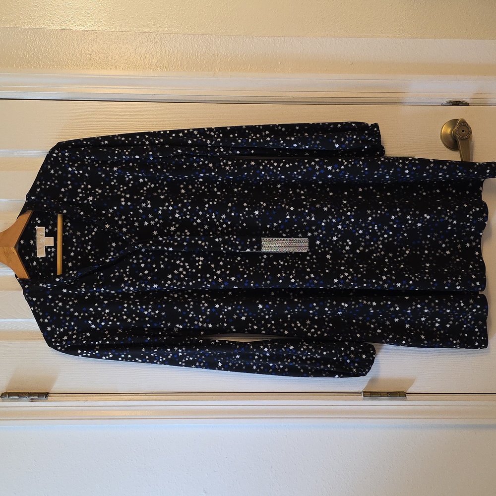 Michael Kors Black and Blue Star Print Dress Size L
